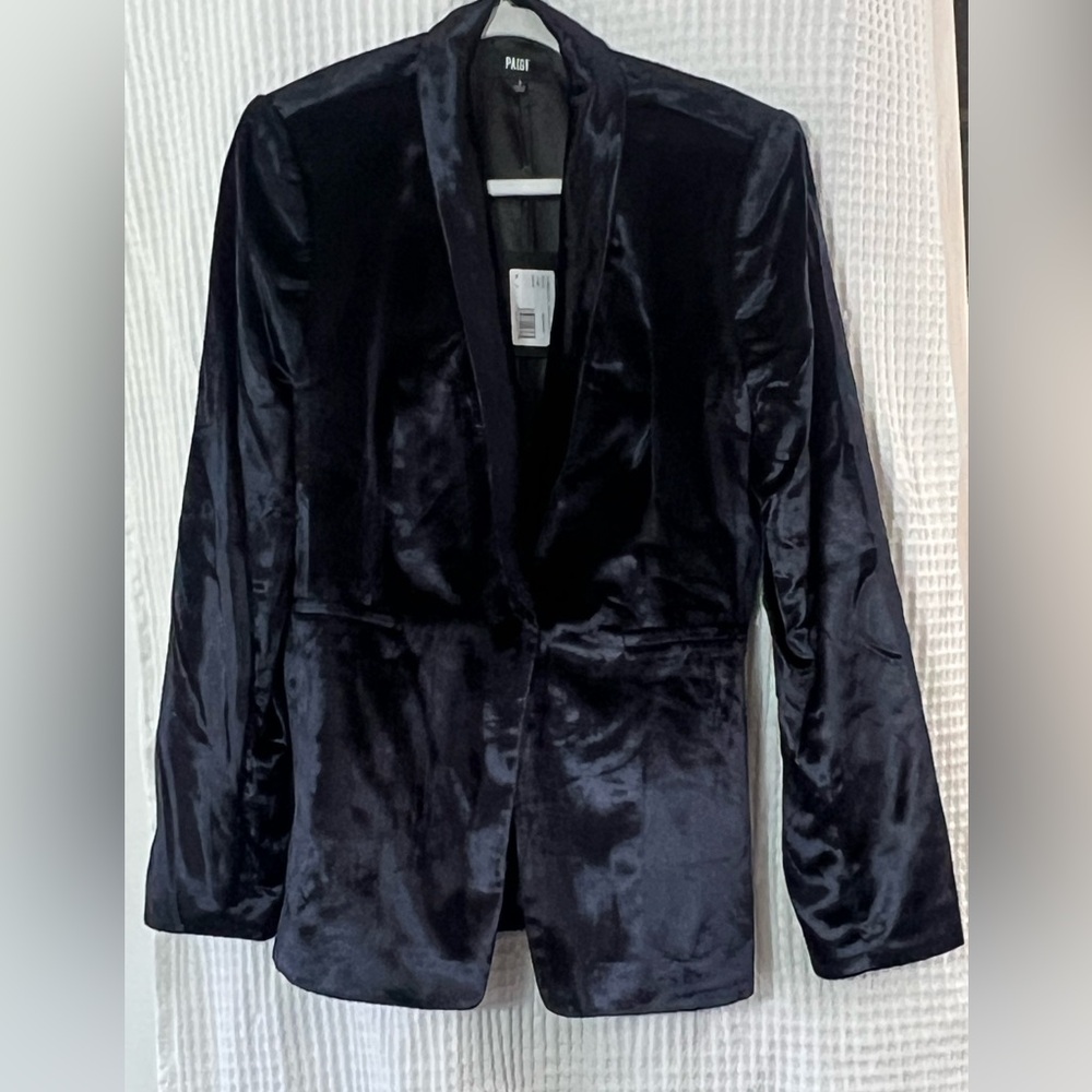 NWT PAIGE KRISELLE BLAZER MIDNIGHT BLUE SZ 8 VELVET